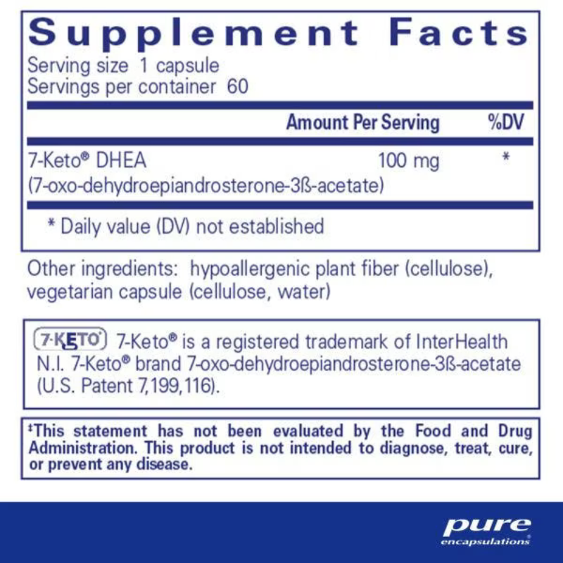 7-KETO DHEA 100mg Supplement Facts