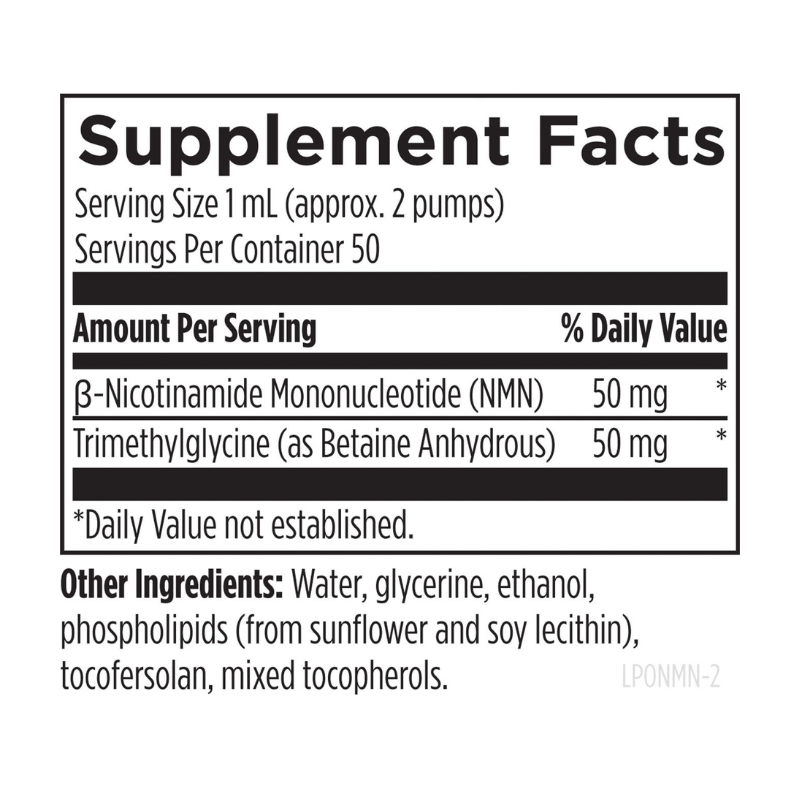Liposomal NMN Synergy Supplement Facts