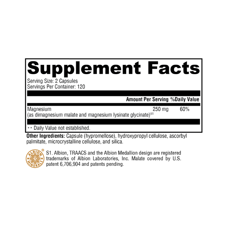 OptiMag 125 240 Capsules Supplement Facts