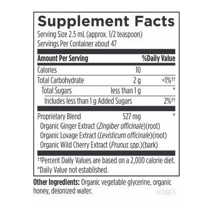 Ginger-Tussin Organic Syrup Supplement Facts