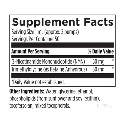 Liposomal NMN Synergy Supplement Facts