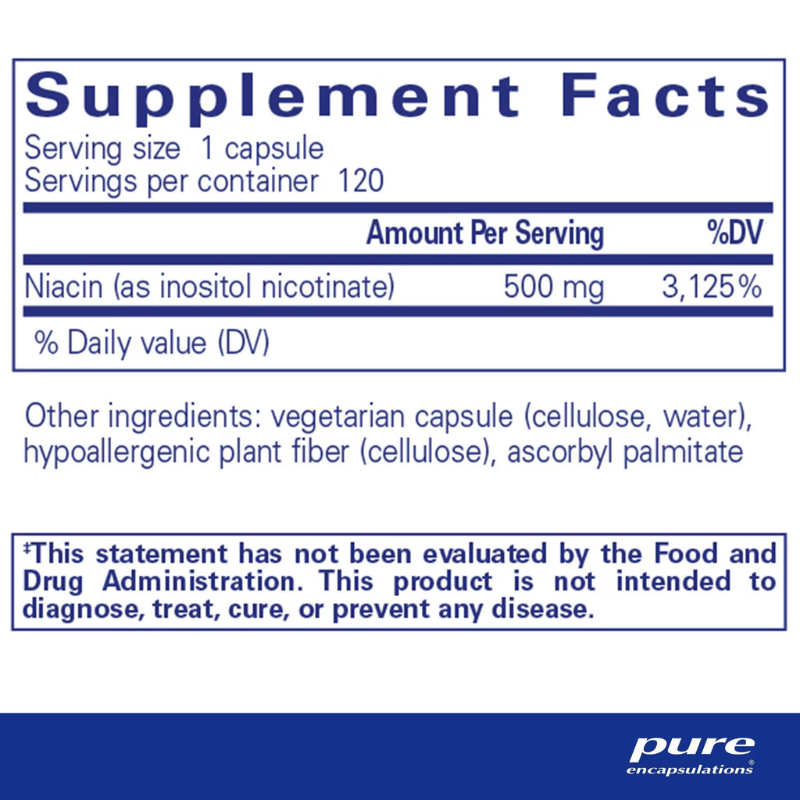 Niacitol (no-flush niacin) 500mg 120's Supplement Facts