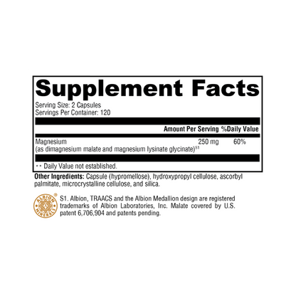 OptiMag 125 240 Capsules Supplement Facts