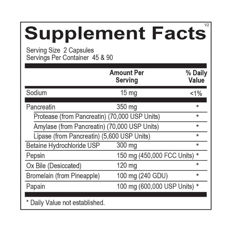 Ortho Digestzyme Supplement Facts