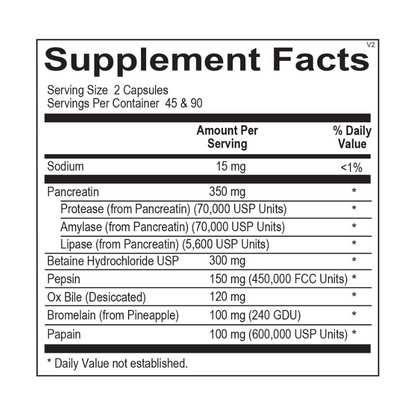 Ortho Digestzyme Supplement Facts