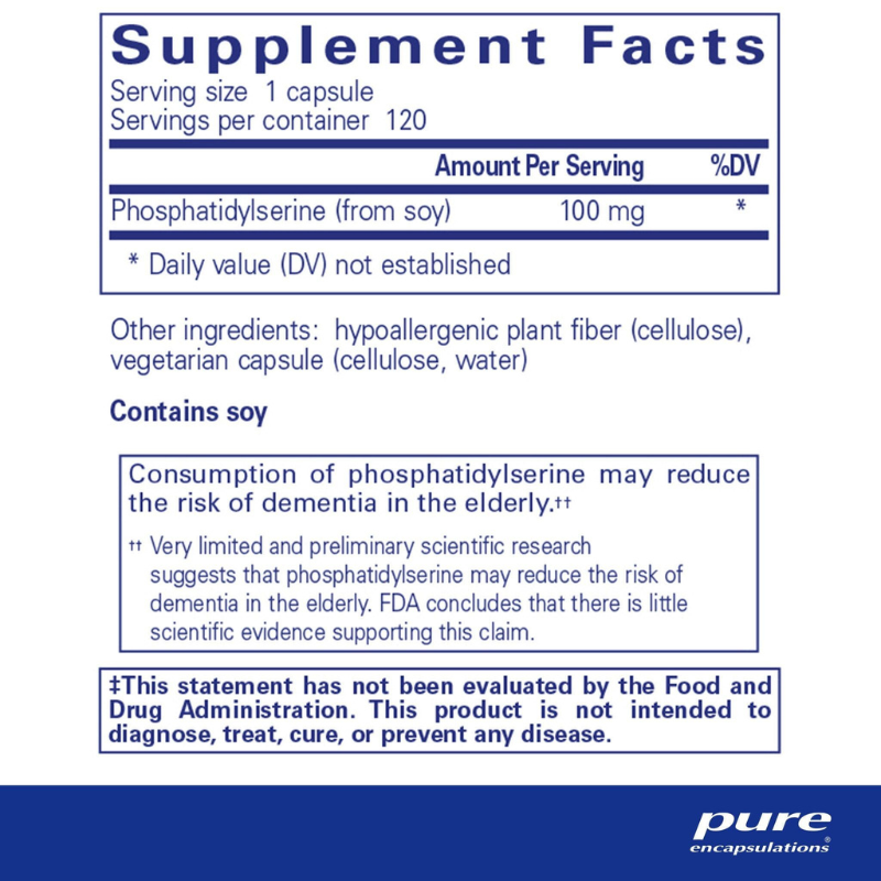 PS 100 (phosphatidylserine) Supplement Facts