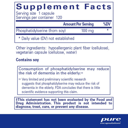 PS 100 (phosphatidylserine) Supplement Facts
