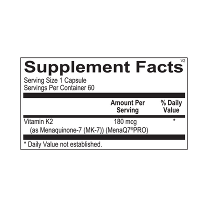 Vitamin K2 180 mcg Supplement Facts
